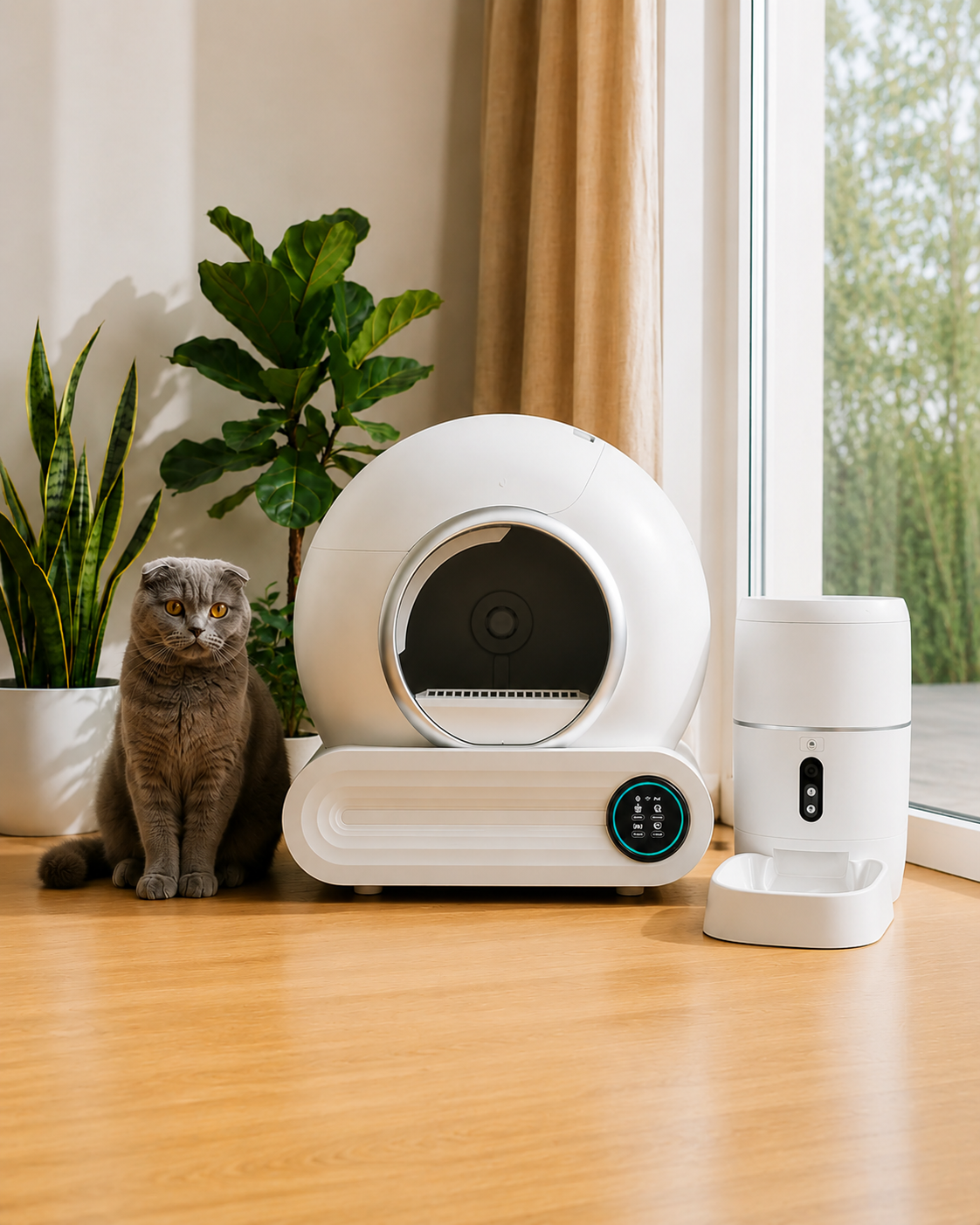 PetMaison Smart Care - Box + Feeder — pack com caixa de areia automática e comedouro