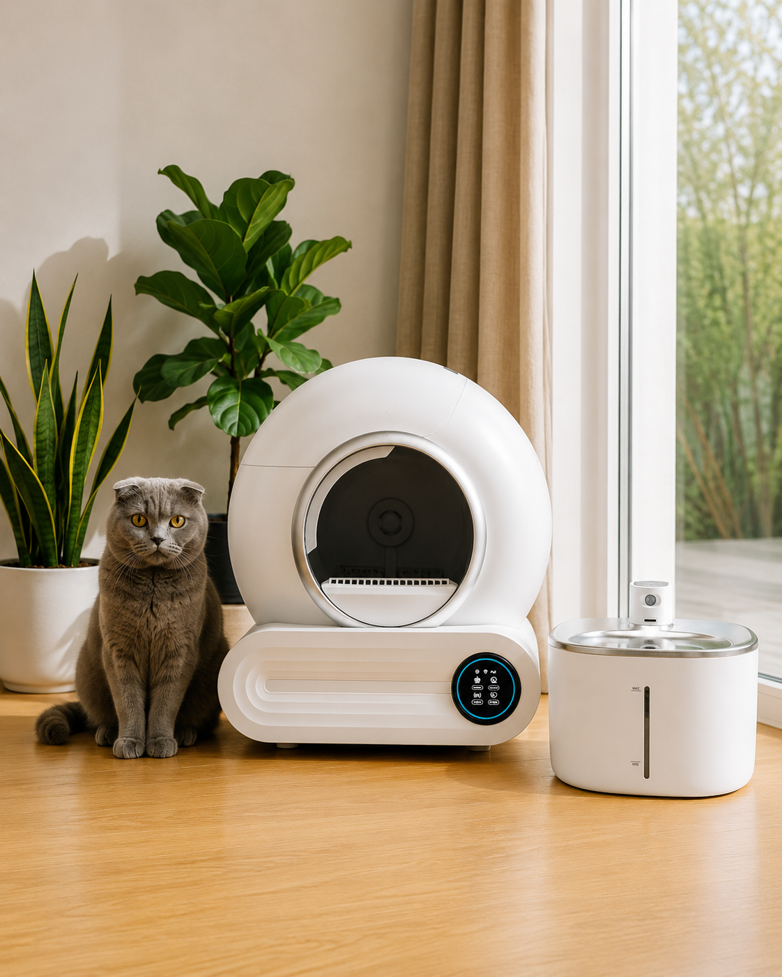 PetMaison Essencial Care - Box + Fountain — set with automatic litter box and water fountain